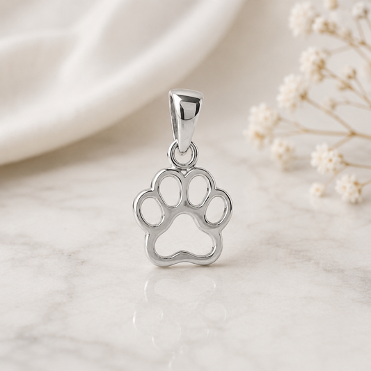 Pendentif Empreinte de Patte Ajourée en Argent Massif 925/1000 – Bijou Chien et Chat