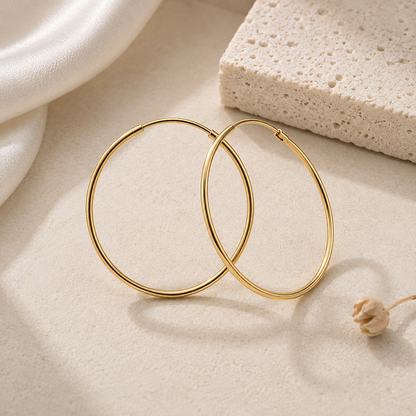 Créoles rondes en Plaqué Or Européen – Boucles d'oreilles créoles fil 2 mm