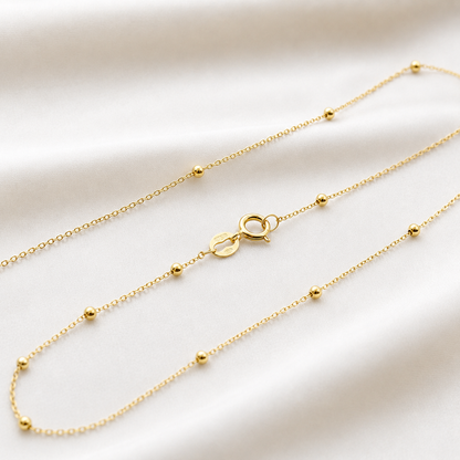 18 carat solid yellow gold 750/1000 chain necklace - ball link