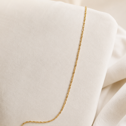 18 carat solid gold chain - 750/1000 - Singapore mesh