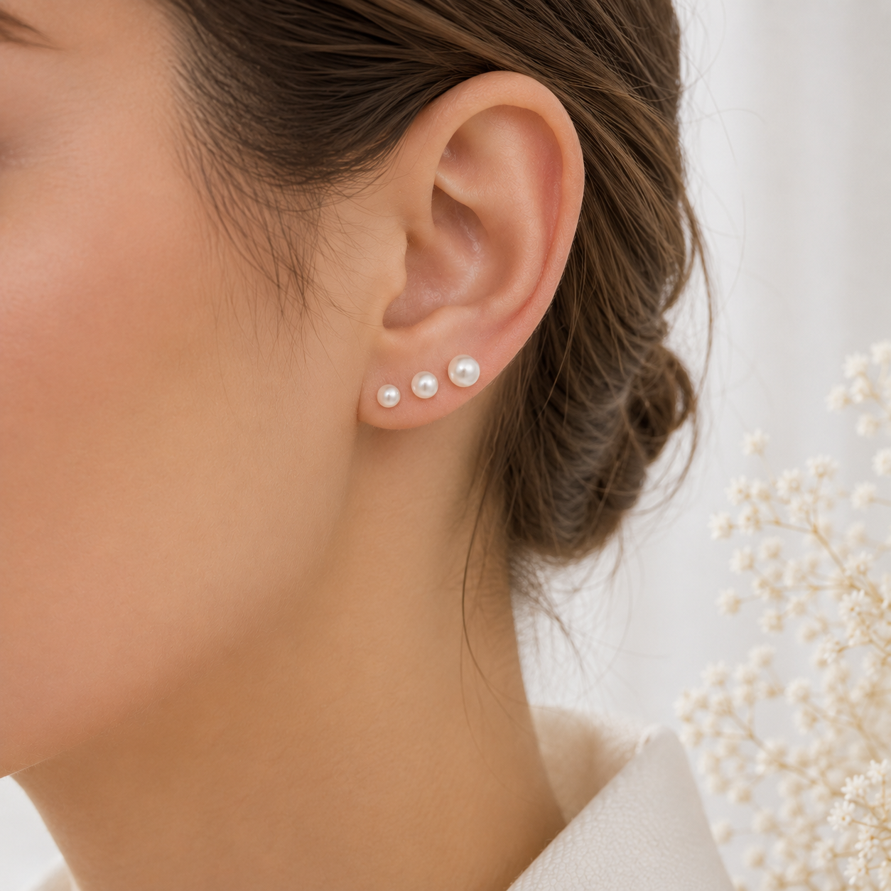 Boucles d'oreilles perles de culture argent 925/1000 – Perles d'eau douce blanches