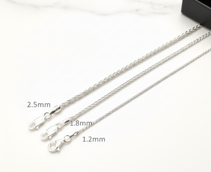 Chaîne maille palmier (spiga / blé) en argent massif 925/1000 – Collier tressé argent