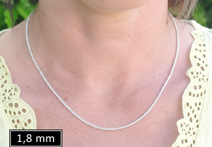 Chaîne maille palmier (spiga / blé) en argent massif 925/1000 – Collier tressé argent