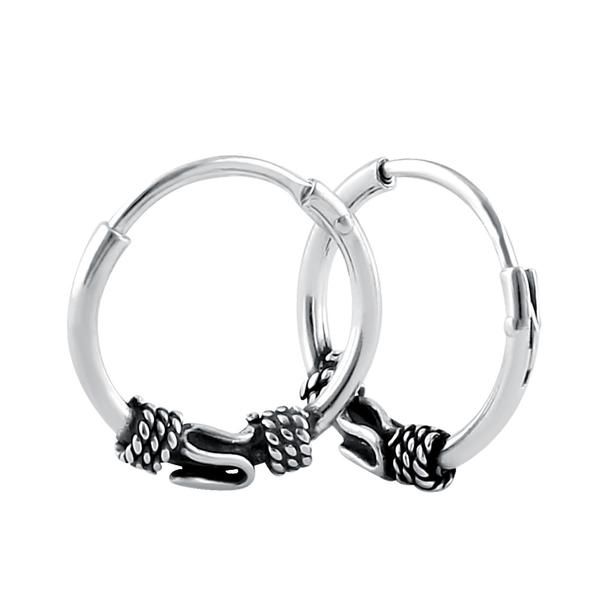 Bali hoop earrings in solid 925/1000 silver - patterned hoops style 3