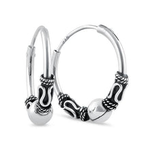 Load image into Gallery viewer, Bali hoop earrings in solid 925/1000 silver - patterned hoops style 2
