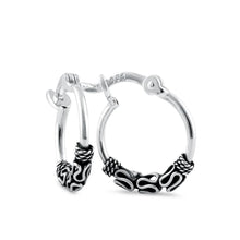 Load image into Gallery viewer, Bali Hoop Earrings in Solid 925/1000 Silver - Patterned Hoops Style 5
