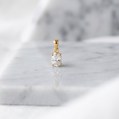 Pendentif Solitaire Oxyde de Zirconium en Plaqué Or Européen – Carrée, Ovale ou Poire
