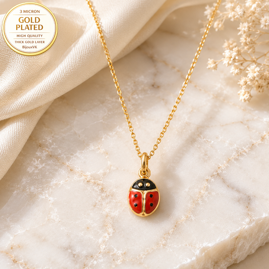 Pendentif Coccinelle Émaillée en Plaqué Or Européen