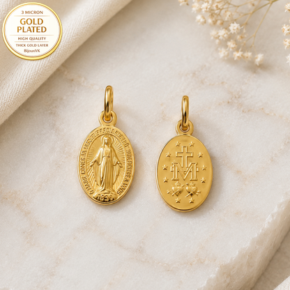 Médaille Vierge Miraculeuse en Plaqué Or Européen – Médaille Religieuse Catholique
