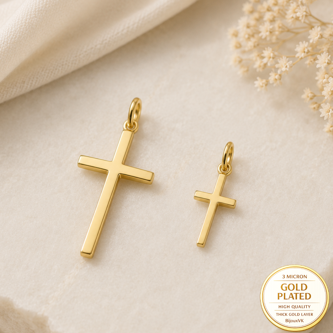 Pendentif Croix Chrétienne en Plaqué Or Européen – Croix Religieuse Classique
