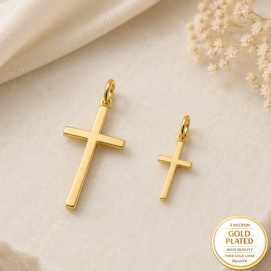Pendentif Croix Chrétienne en Plaqué Or Européen – Croix Religieuse Classique