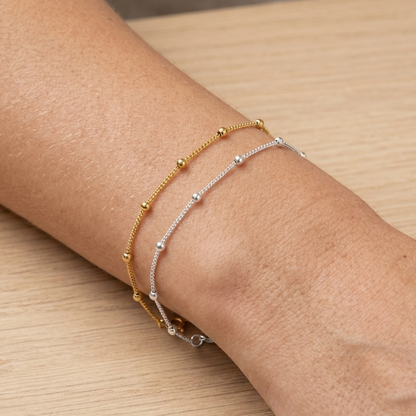 Bracelet perles en argent massif 925/1000 doré ou rhodié