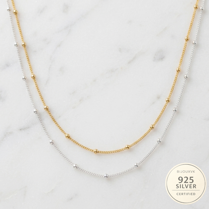 Collier boule en argent 925/1000 doré ou rhodié – Chaîne ornée de petites boules