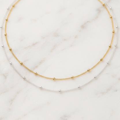 Collier boule en argent 925/1000 doré ou rhodié – Chaîne ornée de petites boules