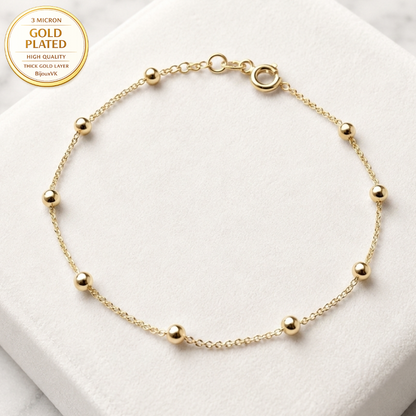 Bracelet maille forçat boules en plaqué or européen