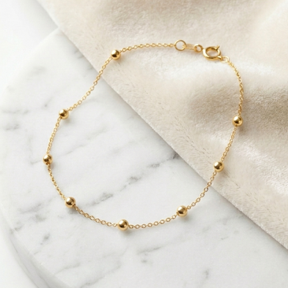 Bracelet maille forçat boules en plaqué or européen