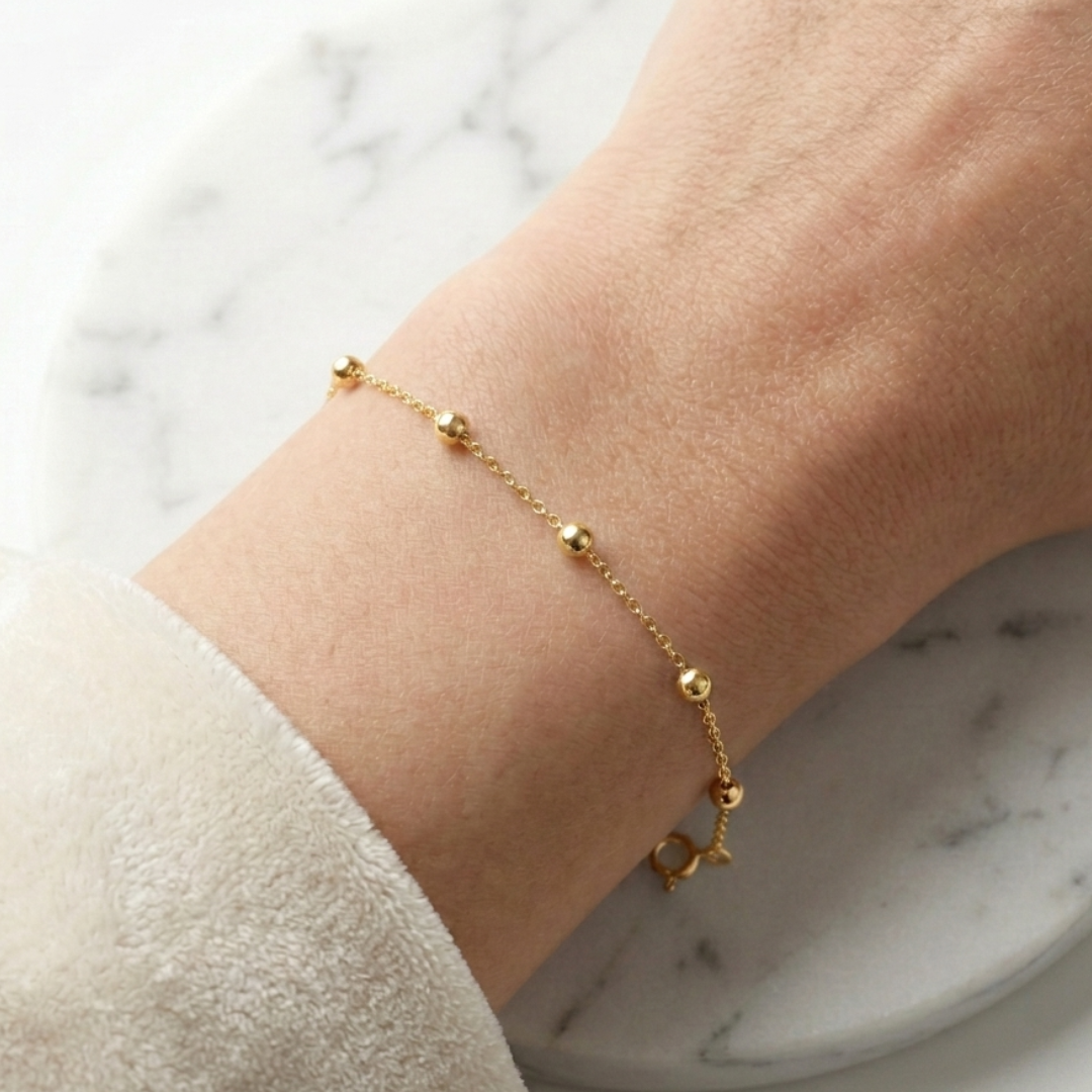 Bracelet maille forçat boules en plaqué or européen