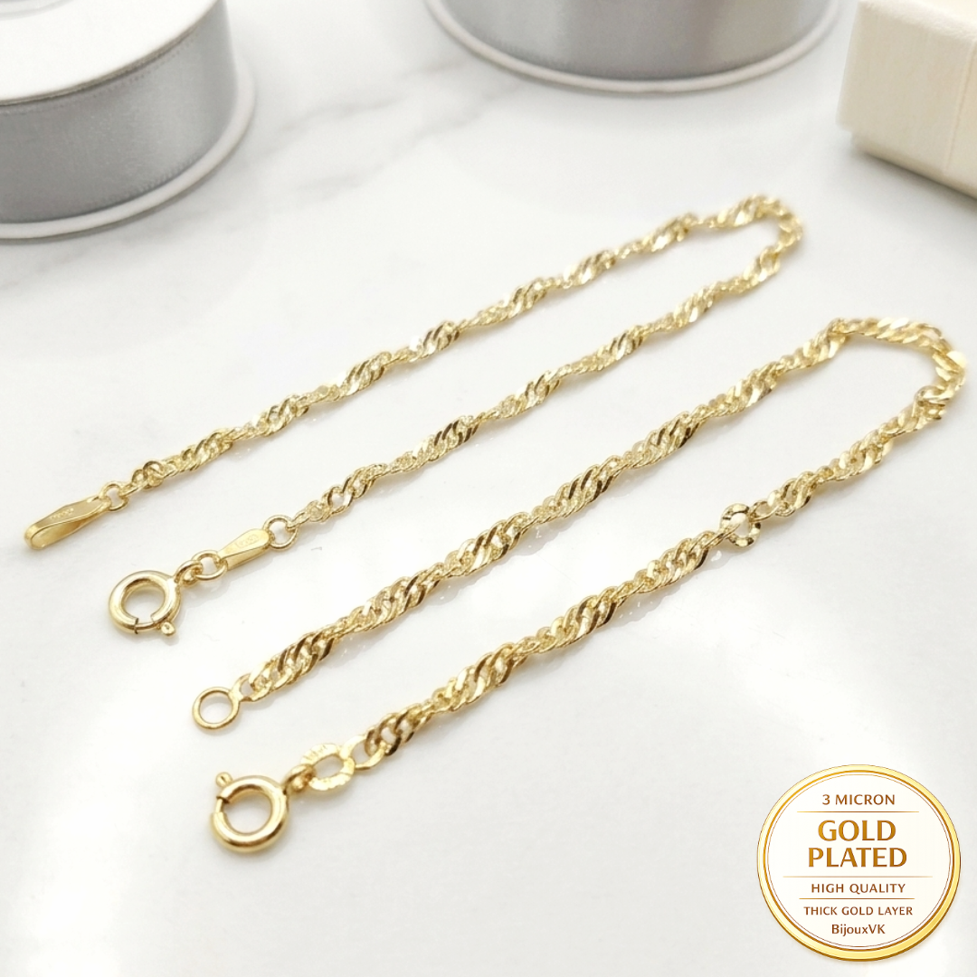 Bracelet maille Singapour en plaqué or européen – Maille torsadée