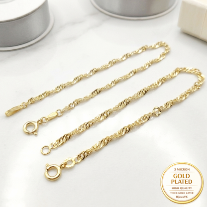 Bracelet maille Singapour en plaqué or européen – Maille torsadée