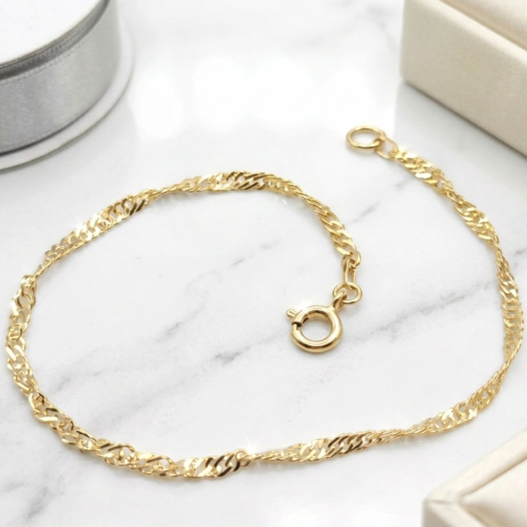 Bracelet maille Singapour en plaqué or européen – Maille torsadée