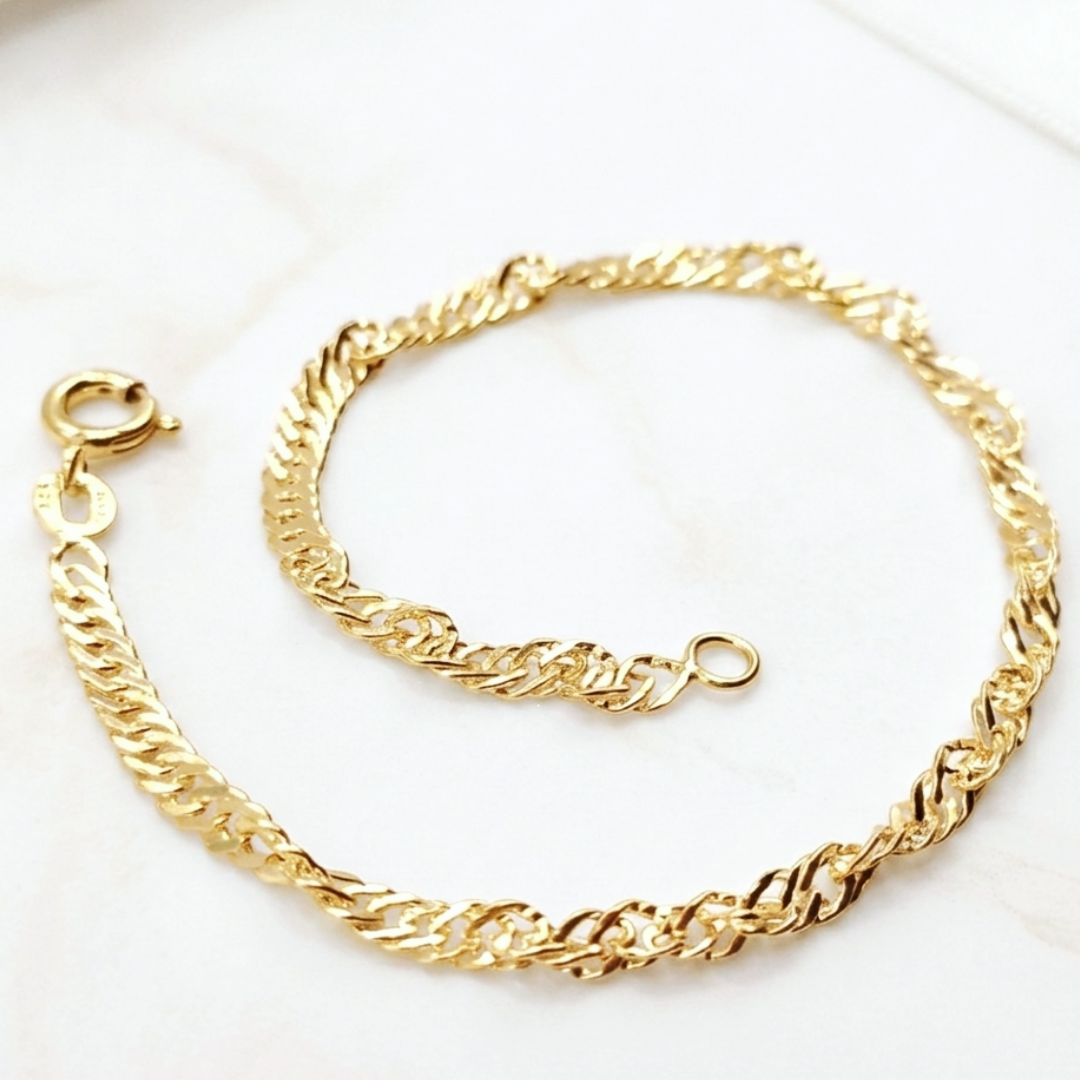Bracelet maille Singapour en plaqué or européen – Maille torsadée