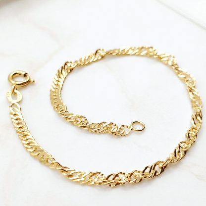 Bracelet maille Singapour en plaqué or européen – Maille torsadée