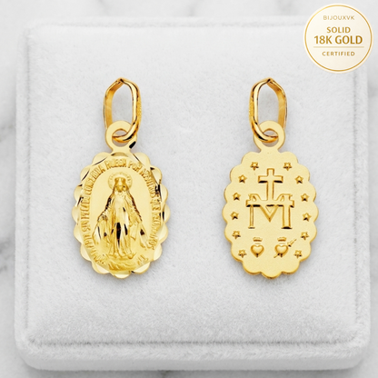 Médaille Vierge Miraculeuse en or jaune 18 carats 750/1000 – Double face, bords ciselés