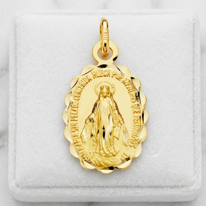 Médaille Vierge Miraculeuse en or jaune 18 carats 750/1000 – Double face, bords ciselés