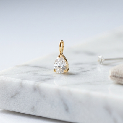 Pendentif Solitaire Oxyde de Zirconium en Plaqué Or Européen – Carrée, Ovale ou Poire