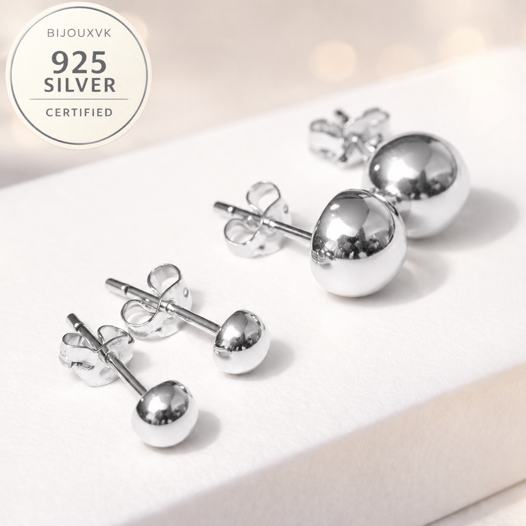 Boucles d'oreilles demi-boule en argent massif 925/1000