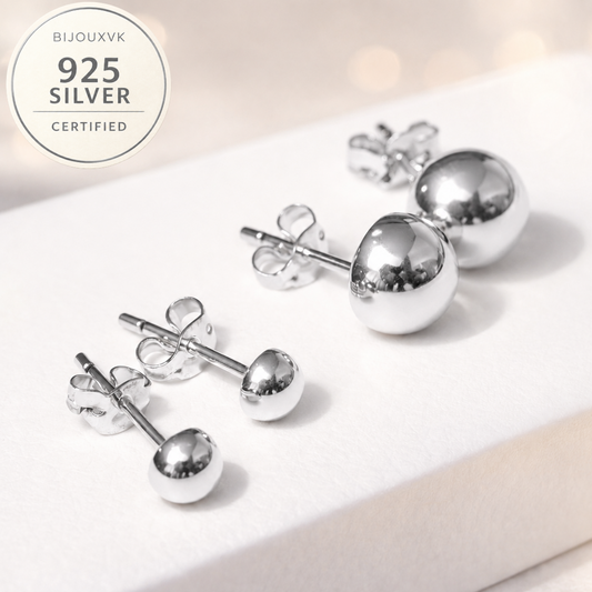 Boucles d'oreilles demi-boule en argent massif 925/1000