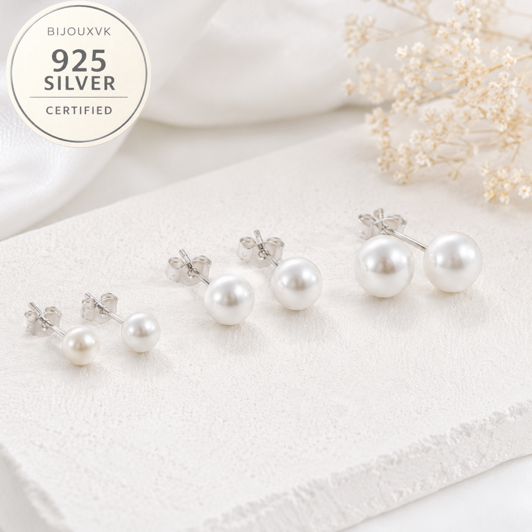 Boucles d'oreilles perles de culture argent 925/1000 – Perles d'eau douce blanches