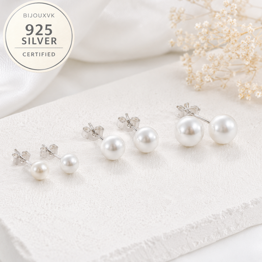 Boucles d'oreilles perles de culture argent 925/1000 – Perles d'eau douce blanches