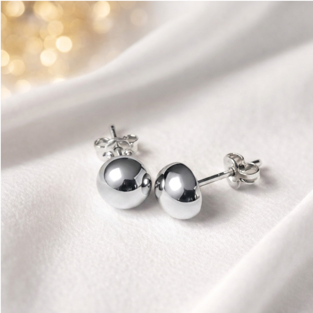 Boucles d'oreilles demi-boule en argent massif 925/1000