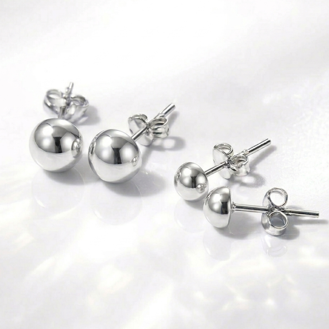 Boucles d'oreilles demi-boule en argent massif 925/1000