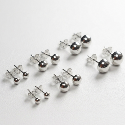 Boucles d'oreilles demi-boule en argent massif 925/1000
