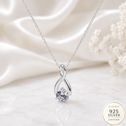 Pendentif Pierre Zirconium Blanche en Argent Massif 925/1000 – Style Solitaire Élégant