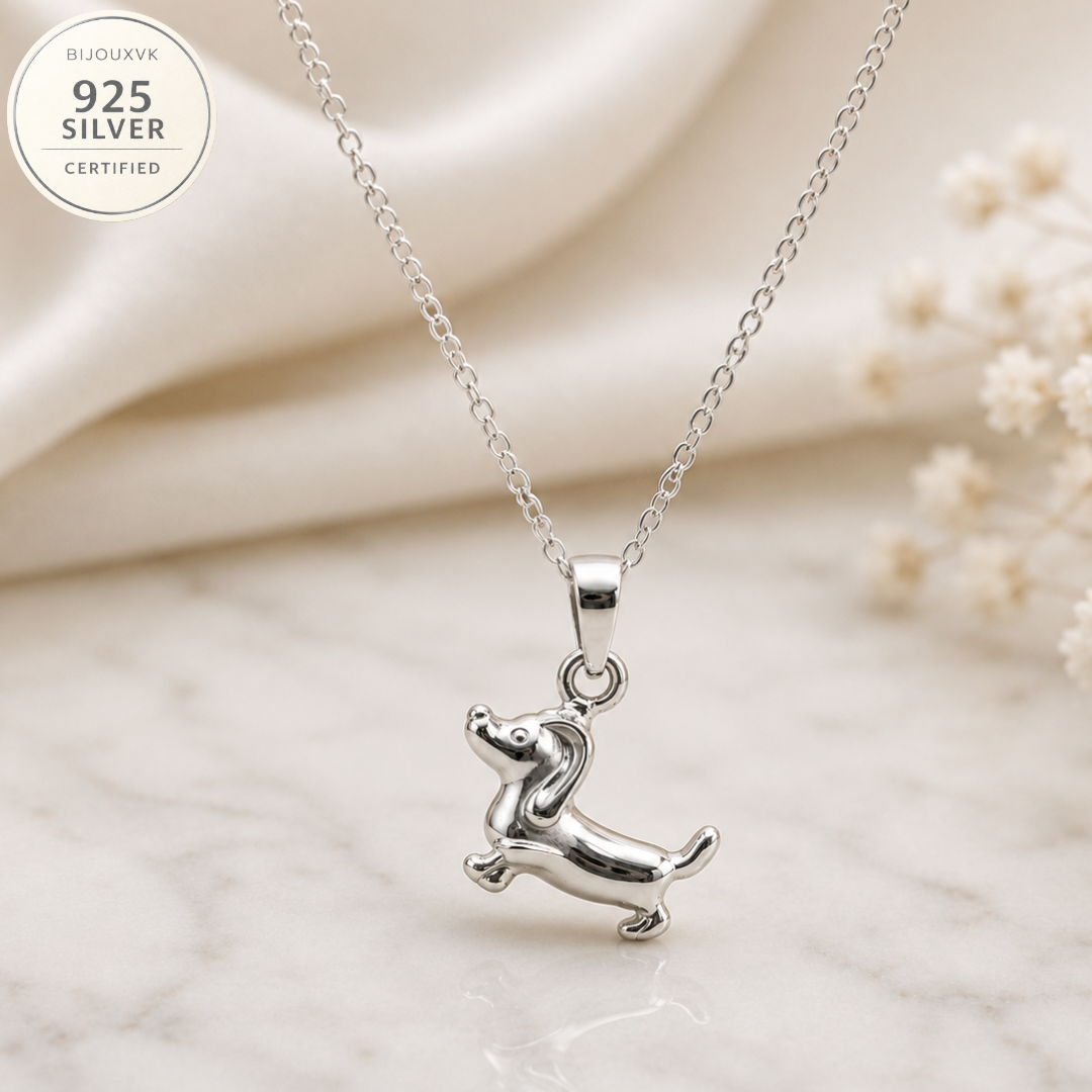 Pendentif Chien Teckel en Argent Massif 925/1000 – Bijou Animal Teckel