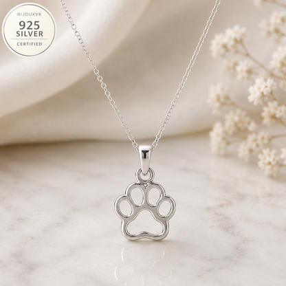 Pendentif Empreinte de Patte Ajourée en Argent Massif 925/1000 – Bijou Chien et Chat