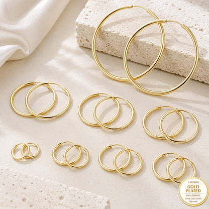 Créoles rondes en Plaqué Or Européen – Boucles d'oreilles créoles fil 2 mm