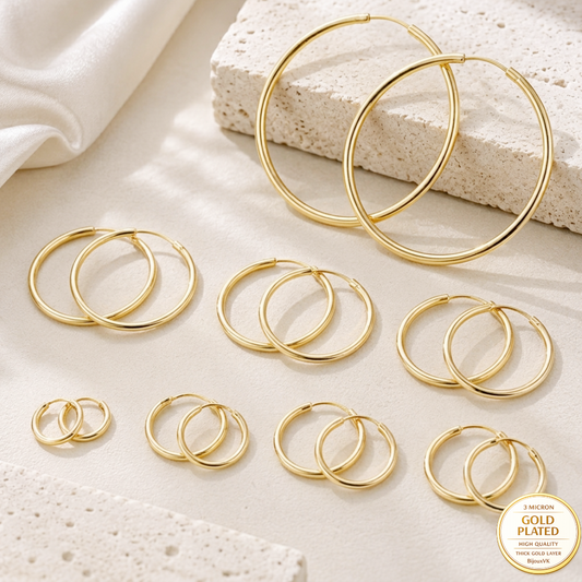 Créoles rondes en Plaqué Or Européen – Boucles d'oreilles créoles fil 2 mm