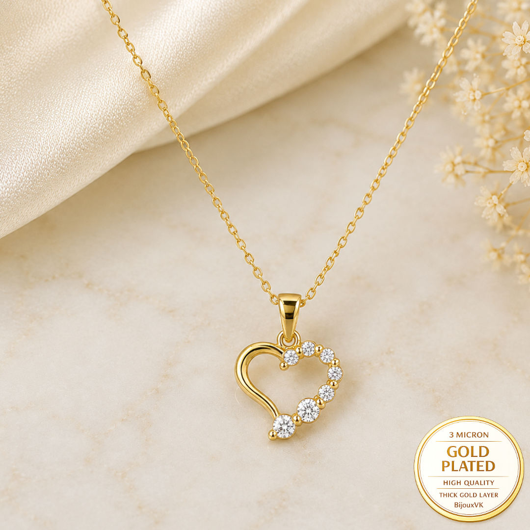 Pendentif cœur ajouré en Plaqué Or Européen et Oxydes de Zirconium