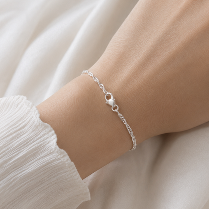 Bracelet maille Singapour torsadée en argent massif 925/1000