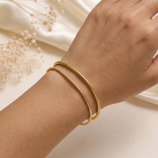 Bracelet maille serpent en plaqué or européen – Maille ronde