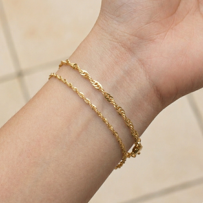 Bracelet maille Singapour en plaqué or européen – Maille torsadée