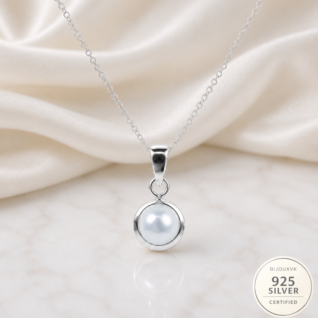 Pendentif Perle de Culture Blanche en Argent Massif 925/1000 – Perle d'Eau Douce