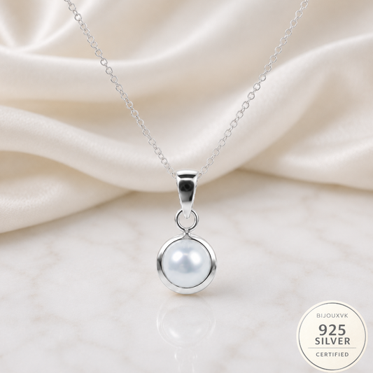 Pendentif Perle de Culture Blanche en Argent Massif 925/1000 – Perle d'Eau Douce