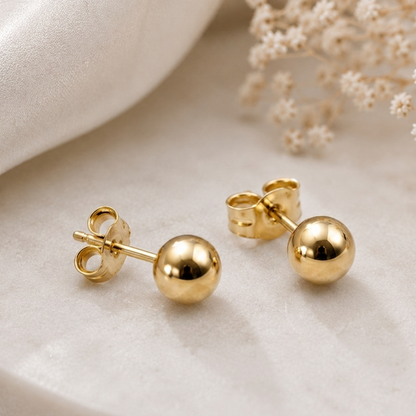 Boucles d'Oreilles Puces Boule Plaqué Or Européen