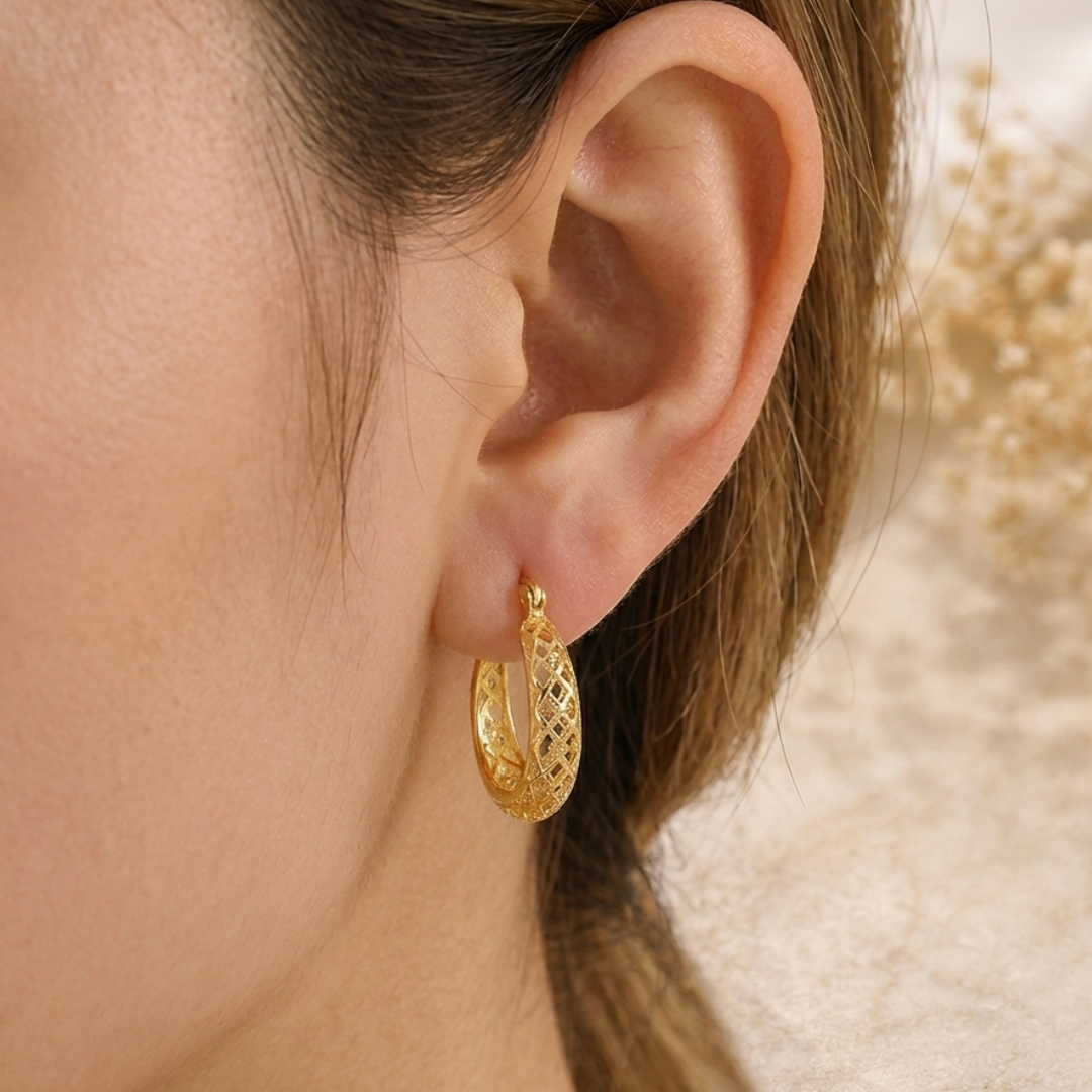 Créoles Savoyardes Ovales Filigranées en Plaqué Or Européen – Boucles d'Oreilles Traditionnelles