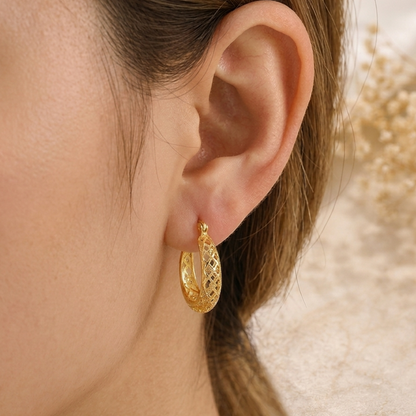 Créoles Savoyardes Ovales Filigranées en Plaqué Or Européen – Boucles d'Oreilles Traditionnelles